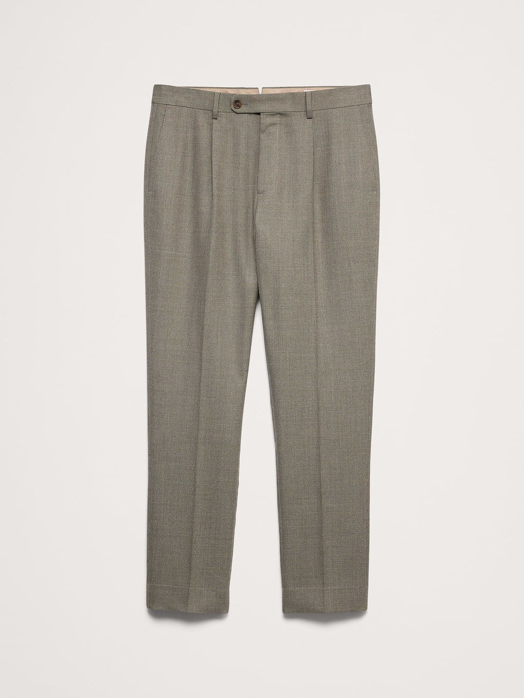 Tailored Slim-Fit Italian Wool Ventile Suit Pant - Green Marble