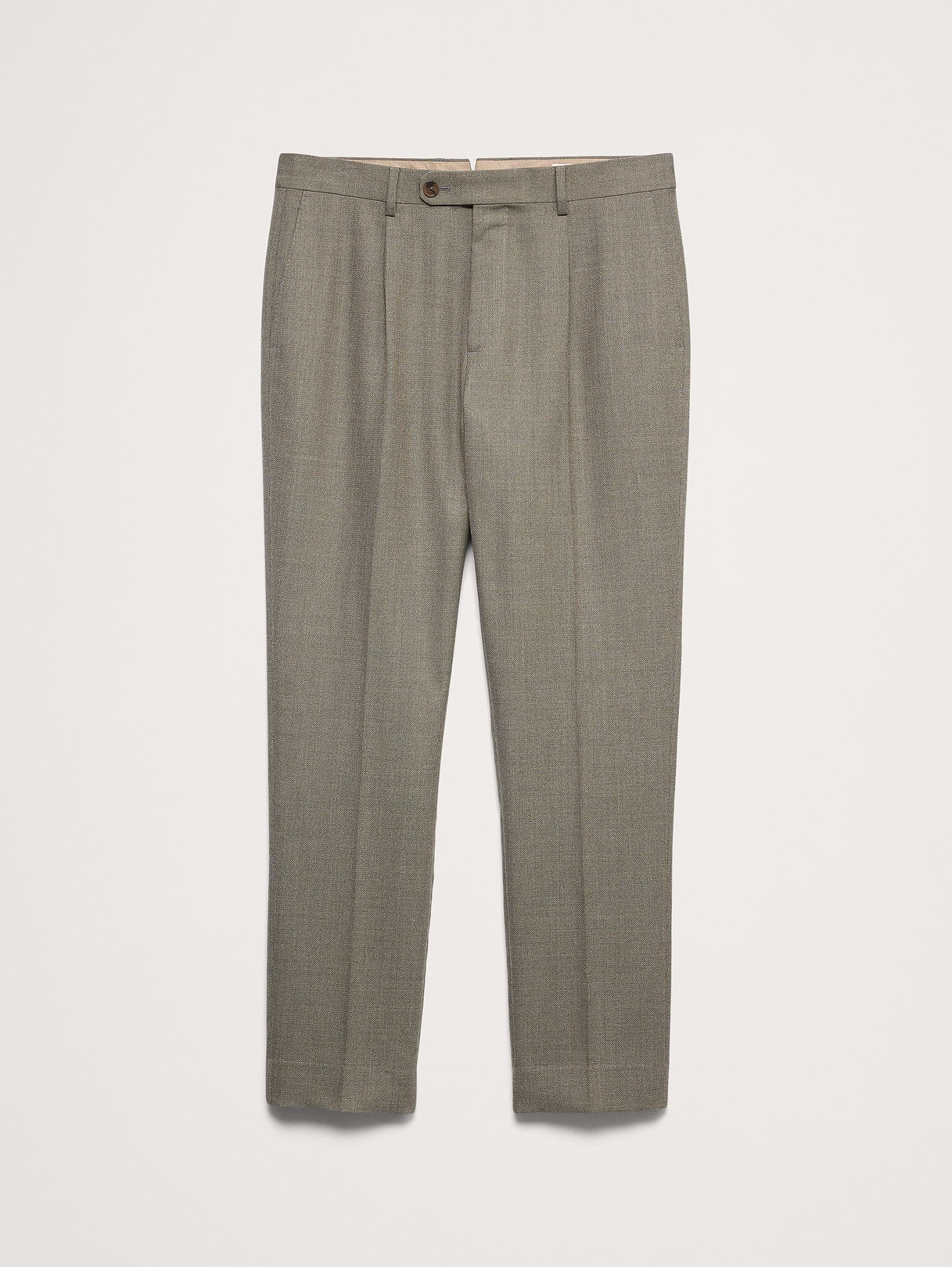 Tailored Slim-Fit Italian Wool Ventile Suit Pant - Green Marble