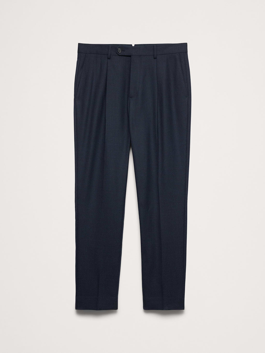 Tailored Slim-Fit Italian Wool Ventile Suit Pant - Navy Blue
