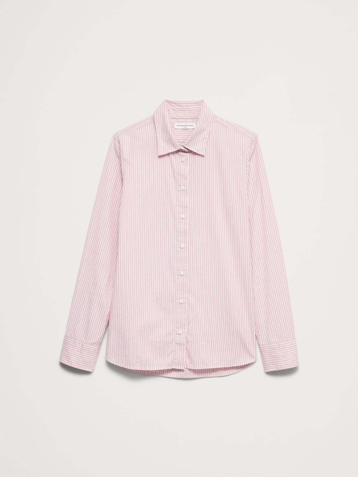 The Everyday Shirt in Cotton Poplin - Pink Stripe