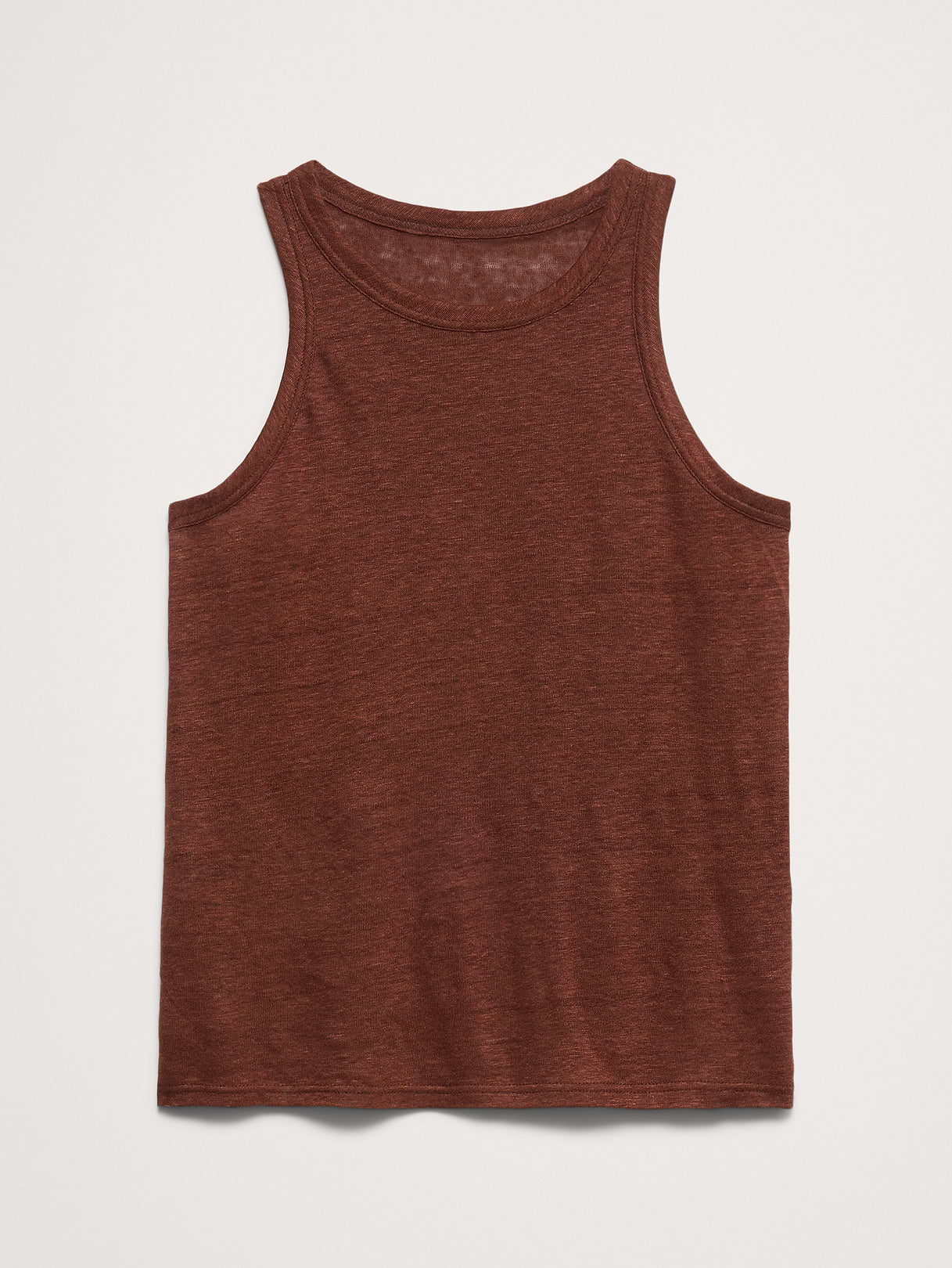 Linen Cutaway Tank - Chocolate Brown