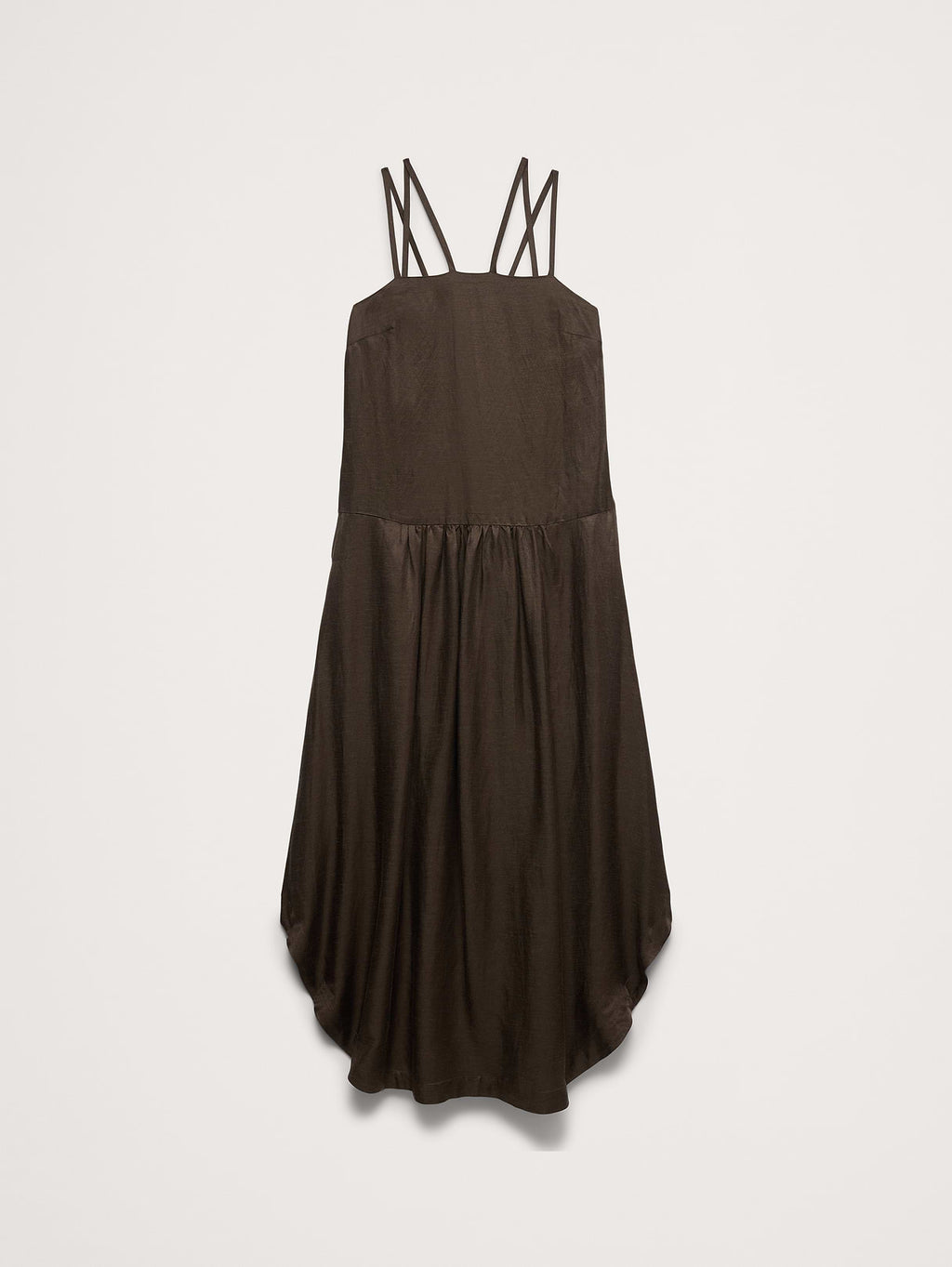 Viscose-Linen Drop-Waist Maxi Dress - Brownstone