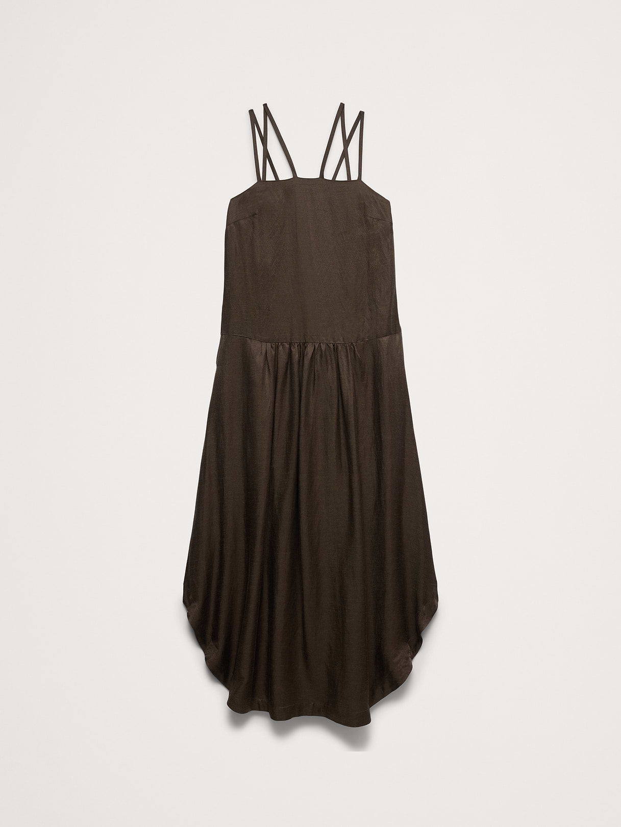 Viscose-Linen Drop-Waist Maxi Dress - Brownstone