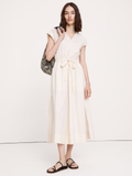 Stretch-Cotton Tie-Waist Maxi Dress - Cream White