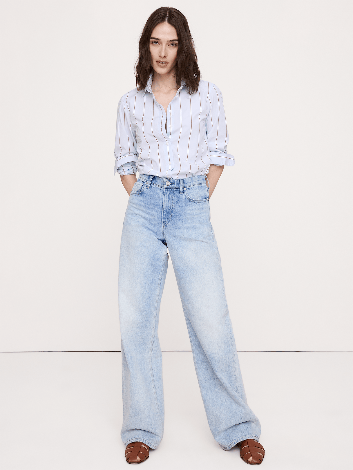 The Everyday Shirt in Cotton Poplin - Blue Stripe