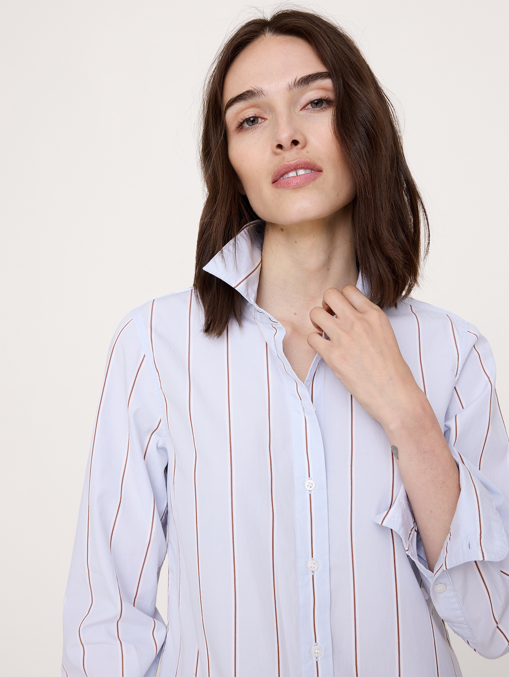The Everyday Shirt in Cotton Poplin - Blue Stripe
