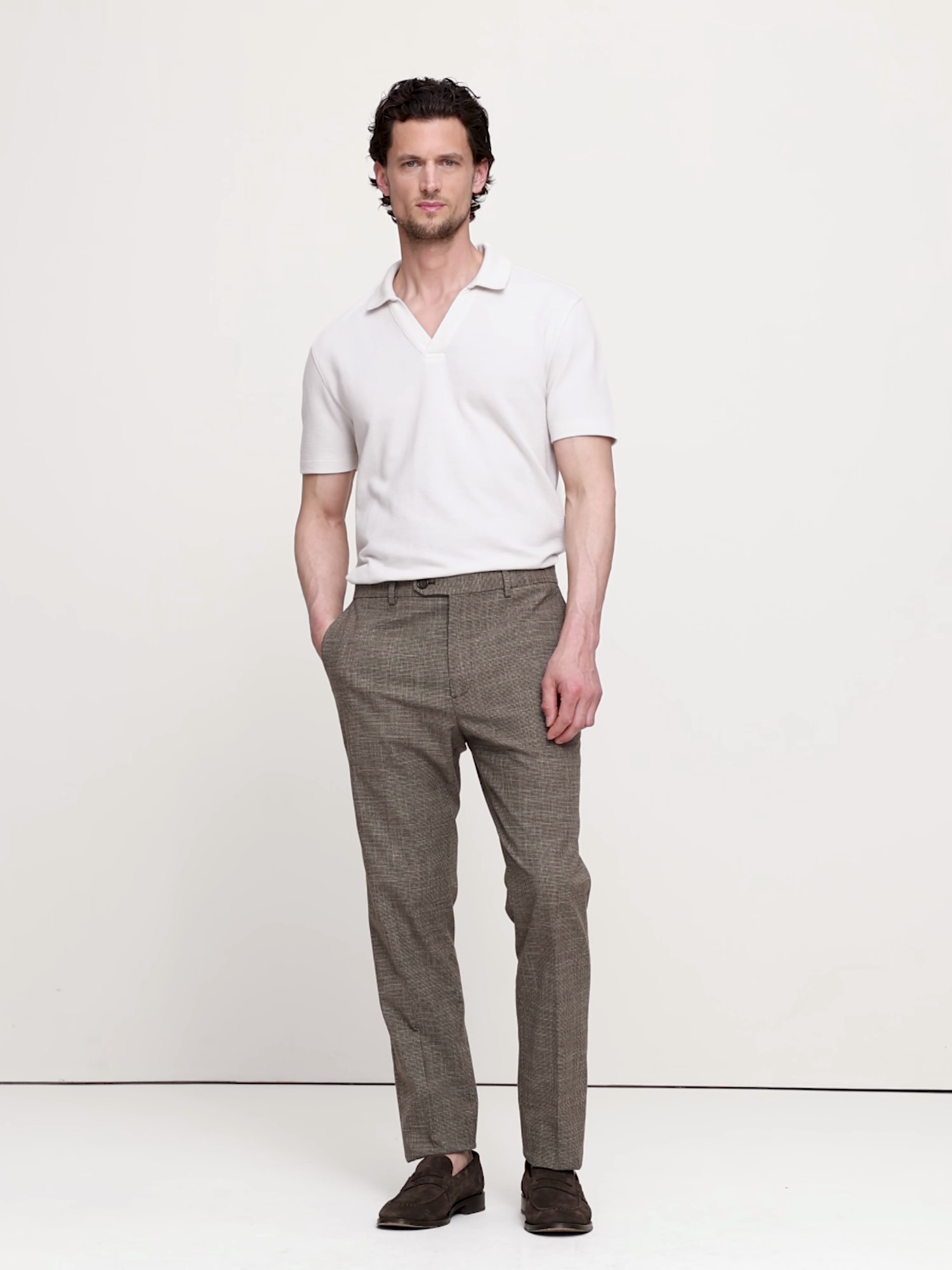 Slim Wrinkle-Resistant Dress Pant - Brown Houndstooth