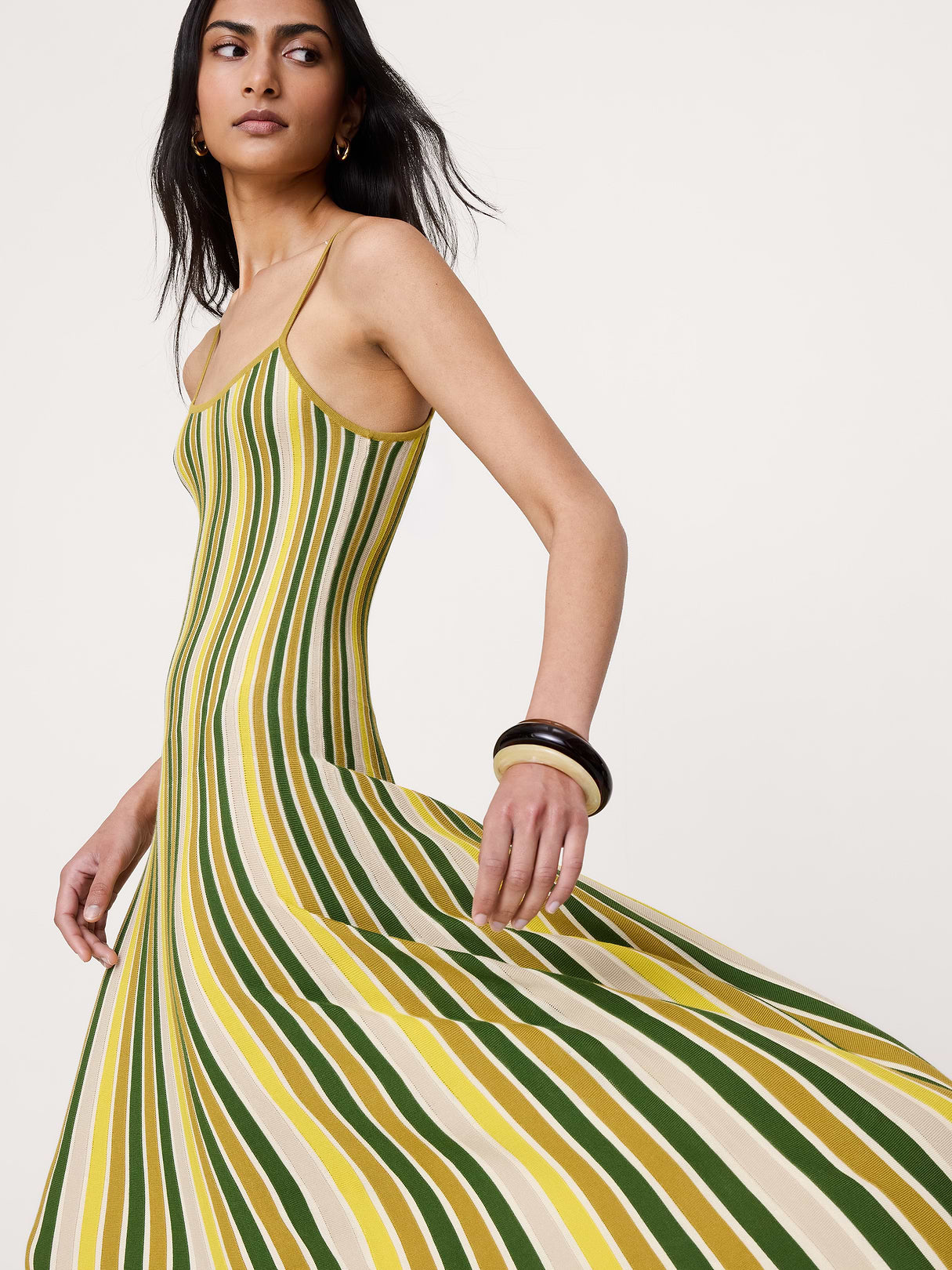 Sculpted Stripe Maxi Dress - Yellow Stripe