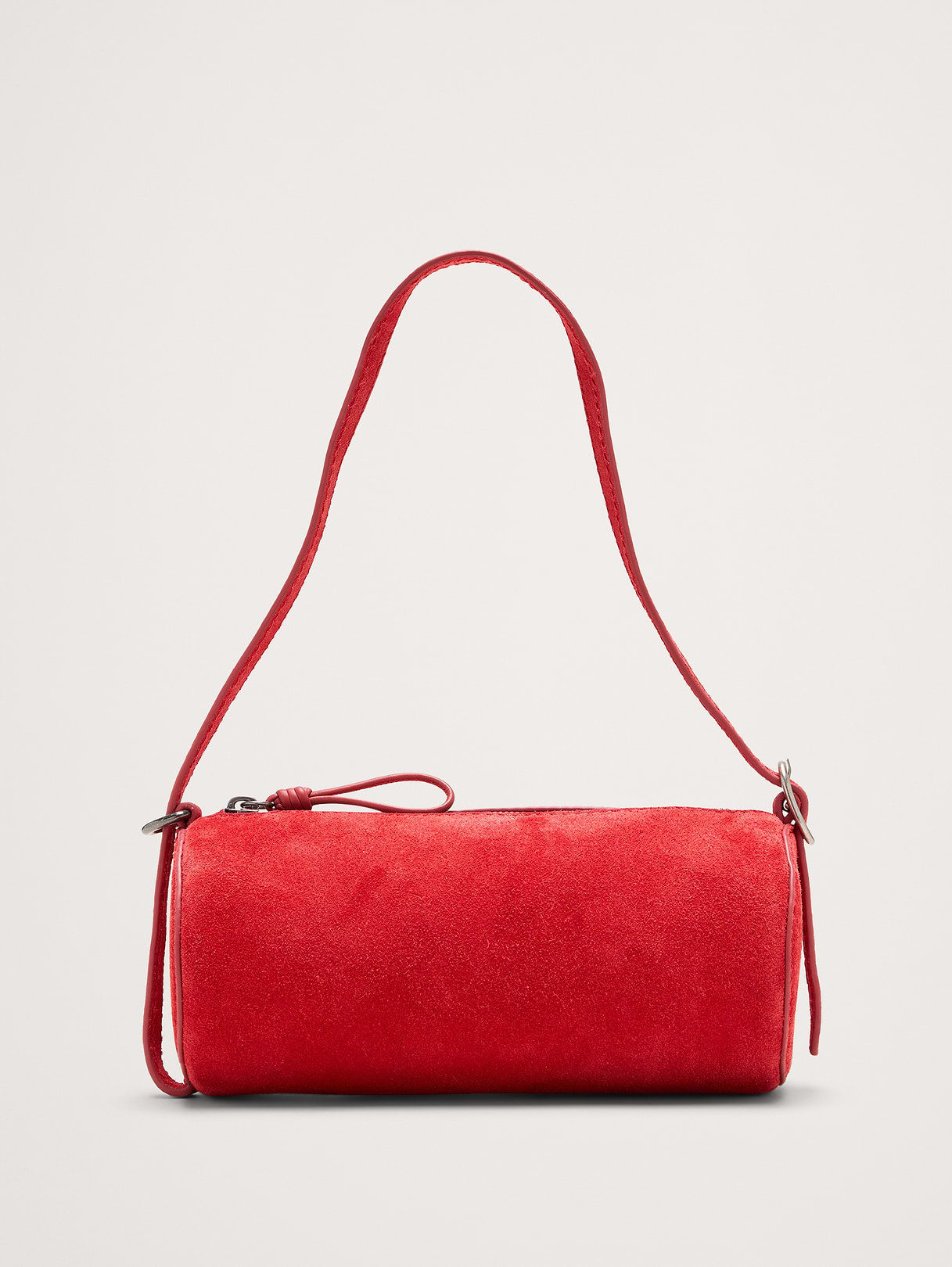 Leather Barrel Bag - Red