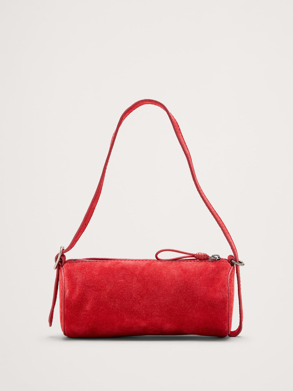 Leather Barrel Bag - Red