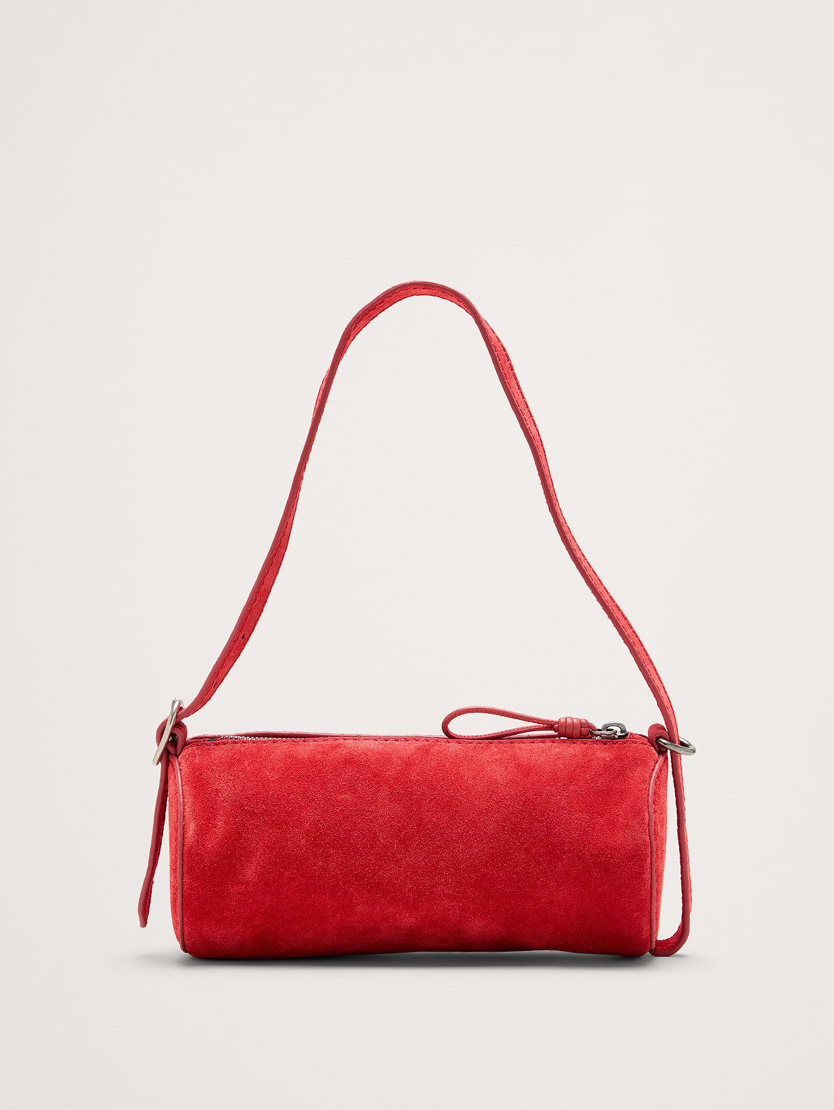 Leather Barrel Bag - Red