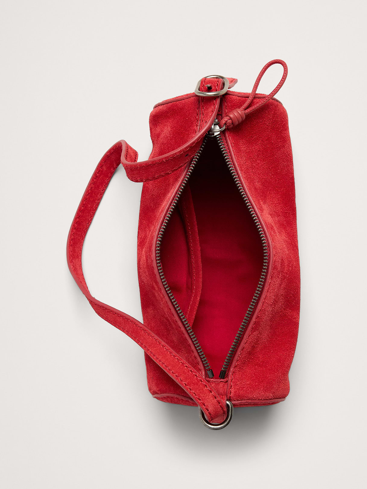 Leather Barrel Bag - Red