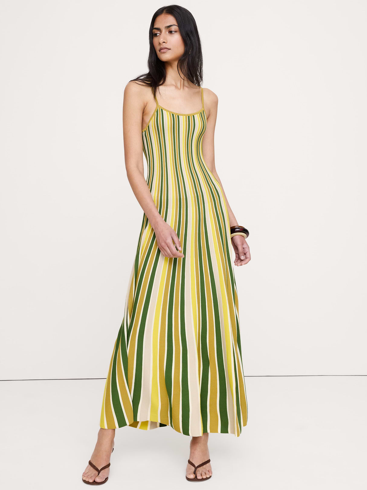Sculpted Stripe Maxi Dress - Yellow Stripe