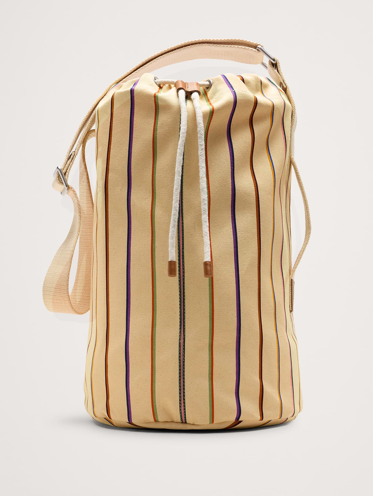Cotton Canvas Crossbody Bag - Pastel Multi Stripe