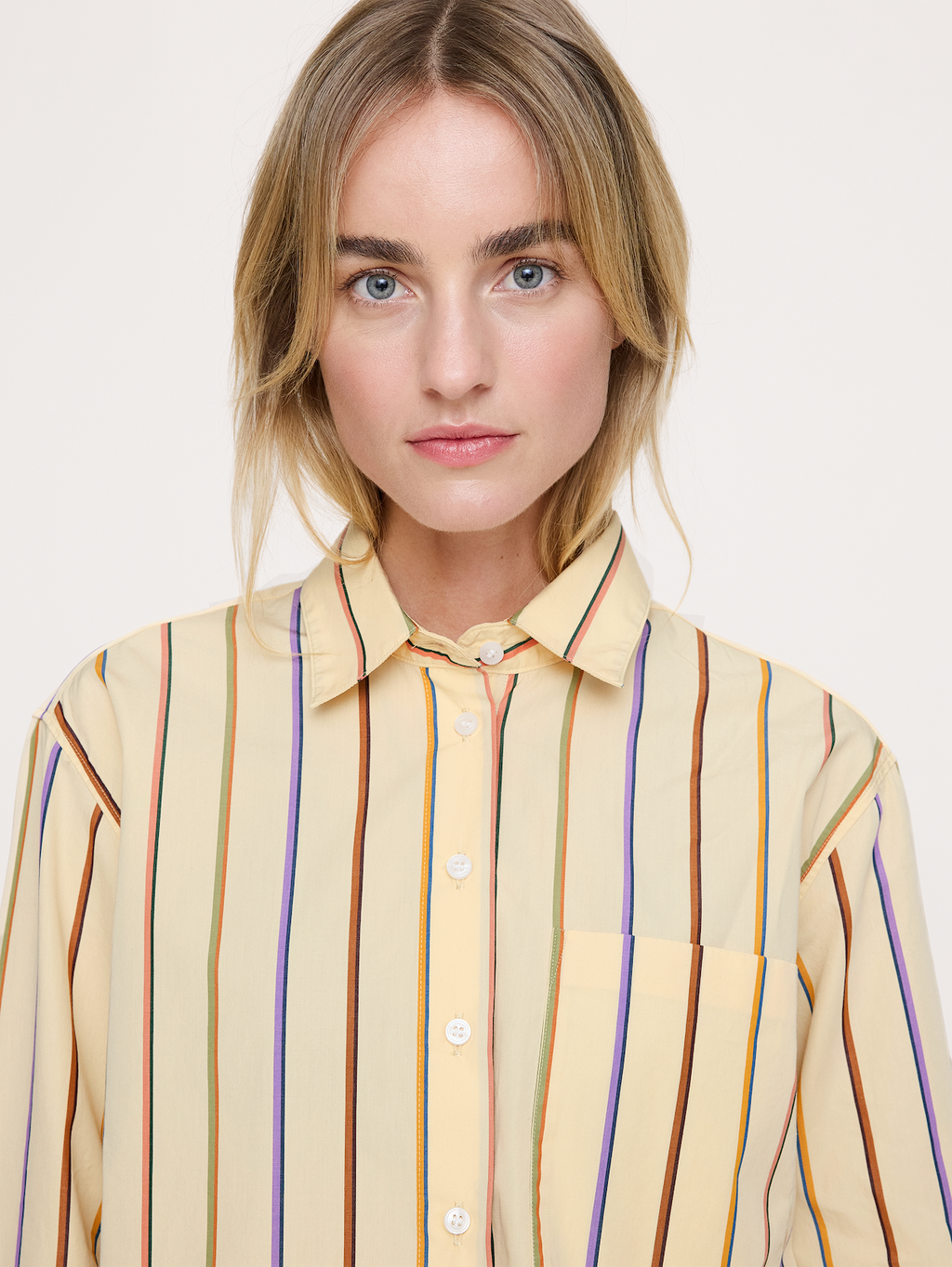 The Oversized Shirt in Cotton Poplin - Cream Stripe