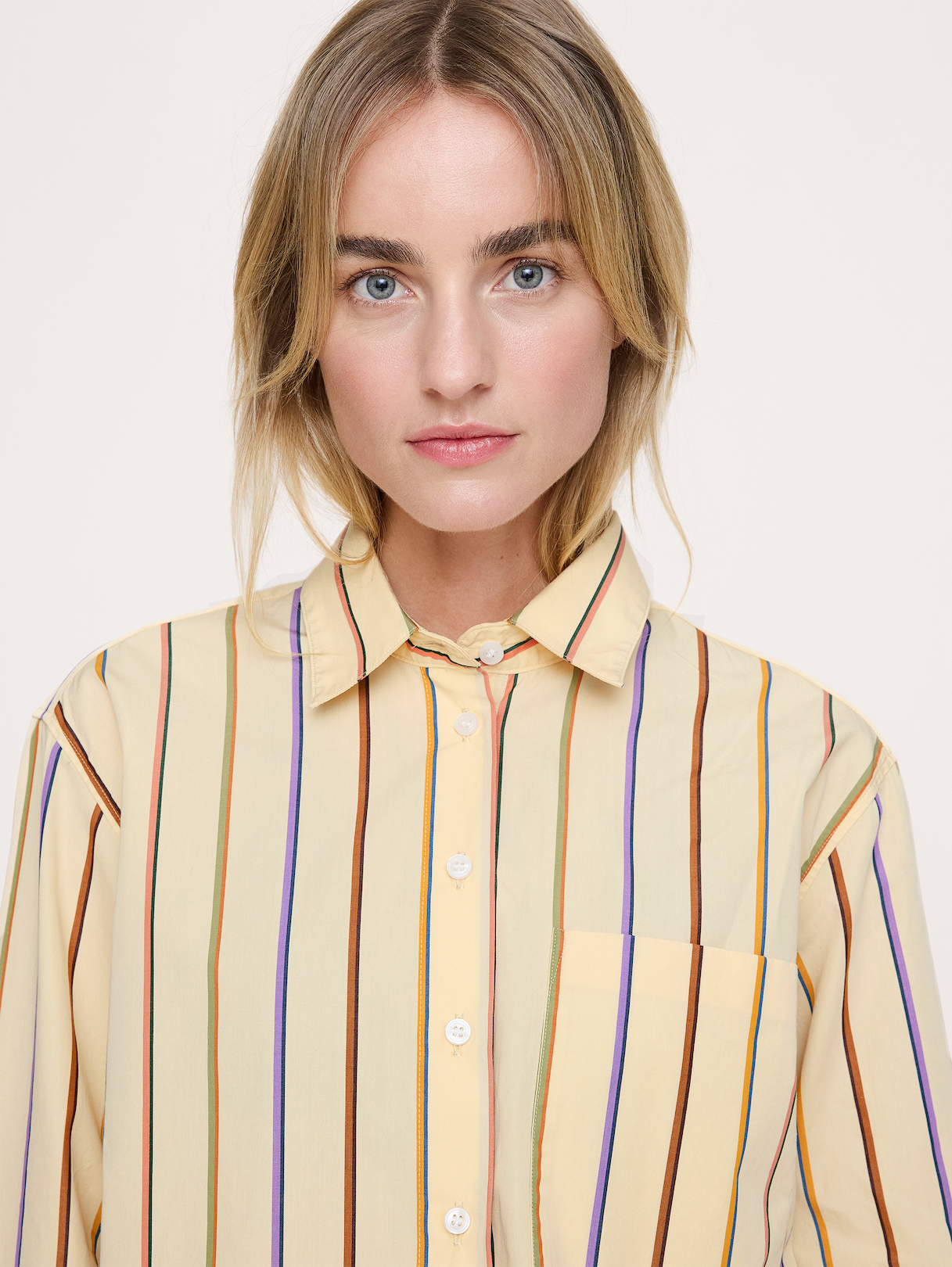 The Oversized Shirt in Cotton Poplin - Cream Stripe