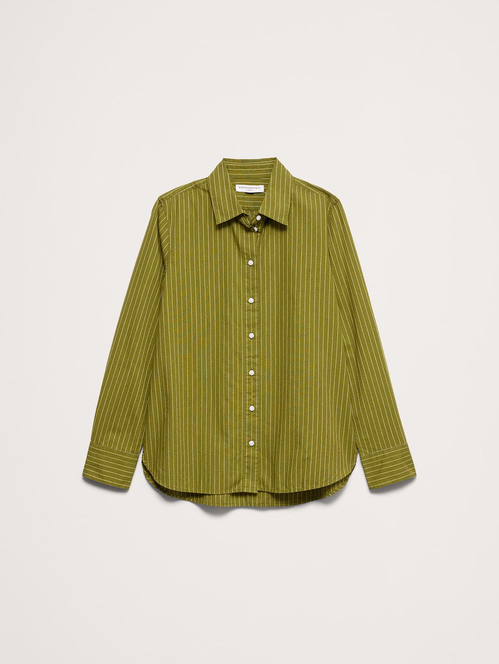The Everyday Shirt in Cotton Poplin - Green Pinstripe