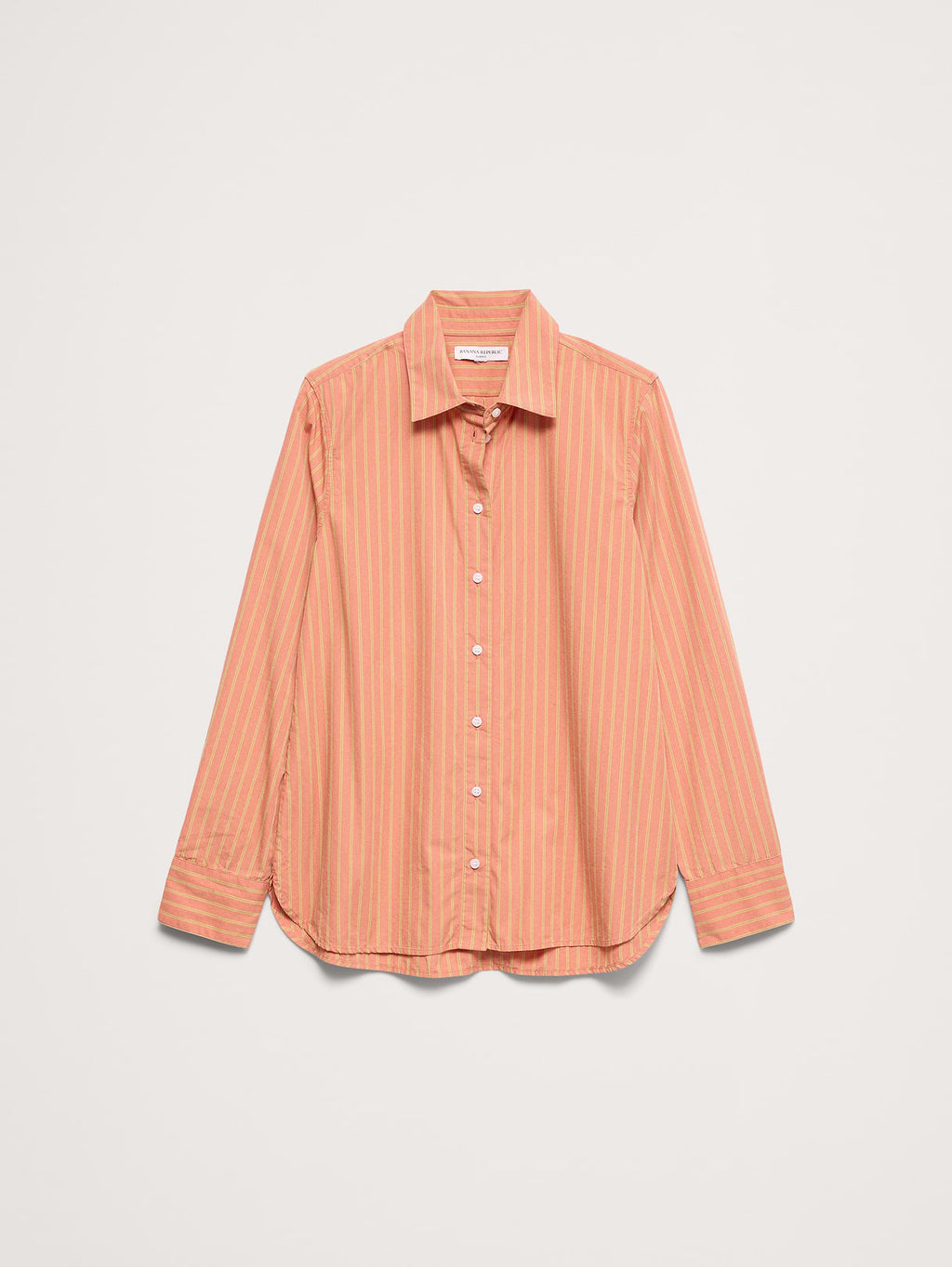 The Everyday Shirt in Cotton Poplin - Orange Mini Stripe