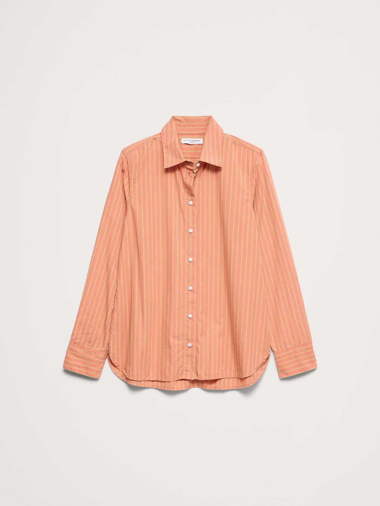 The Everyday Shirt in Cotton Poplin - Orange Mini Stripe