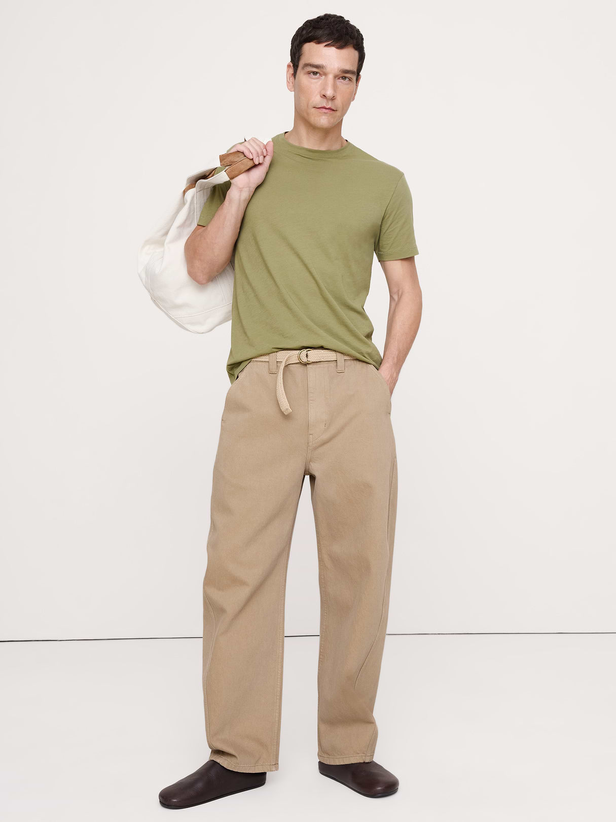 Lightweight Cotton Crew-Neck T-Shirt - Olive Green