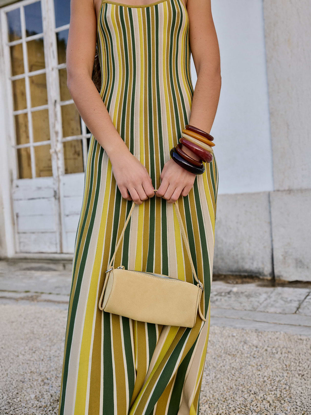 Sculpted Stripe Maxi Dress - Yellow Stripe