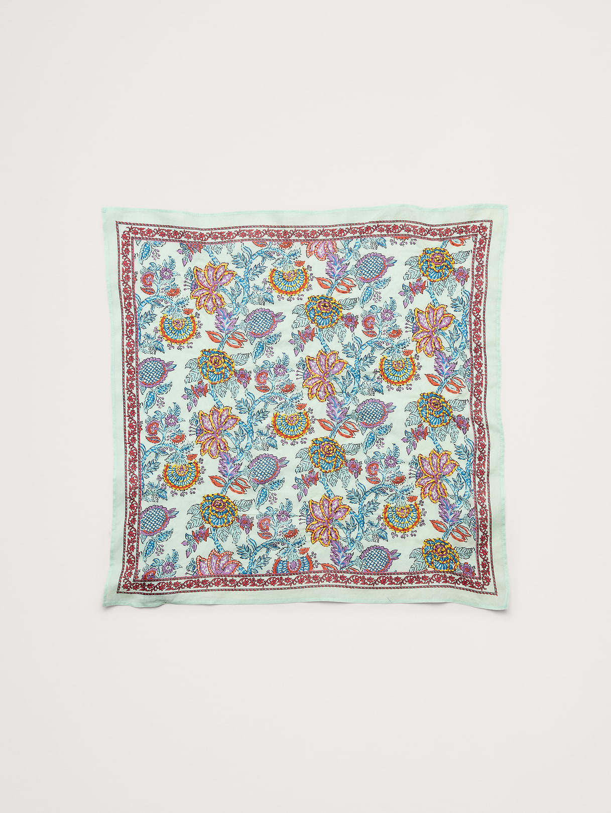 Embroidered Cotton Scarf by Vismaya - Frosted Aqua
