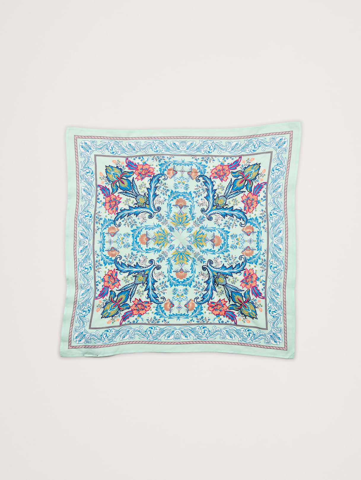 Embroidered Cotton Scarf by Vismaya - Blue Multi
