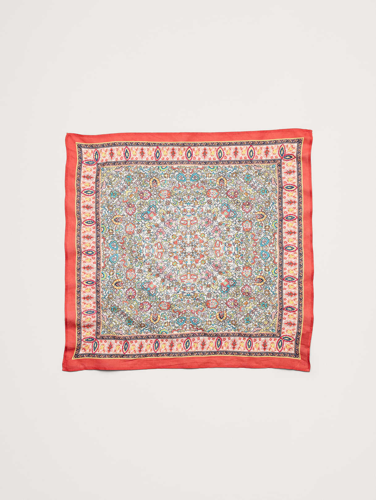 Embroidered Cotton Scarf by Vismaya - Orange Geo