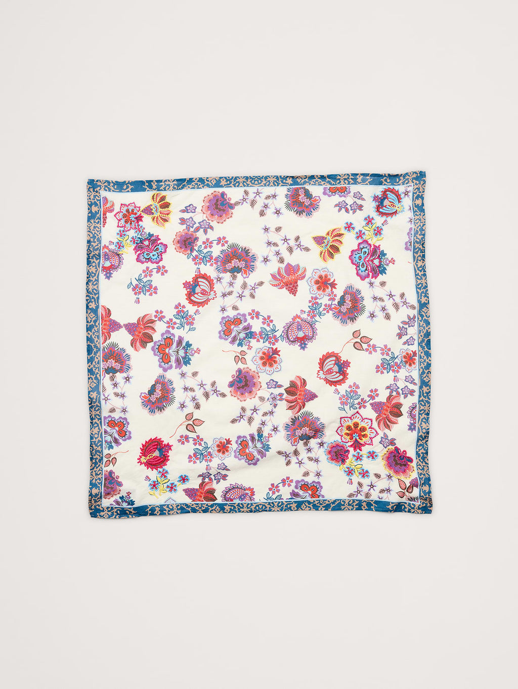 Embroidered Cotton Scarf by Vismaya - Red White Floral