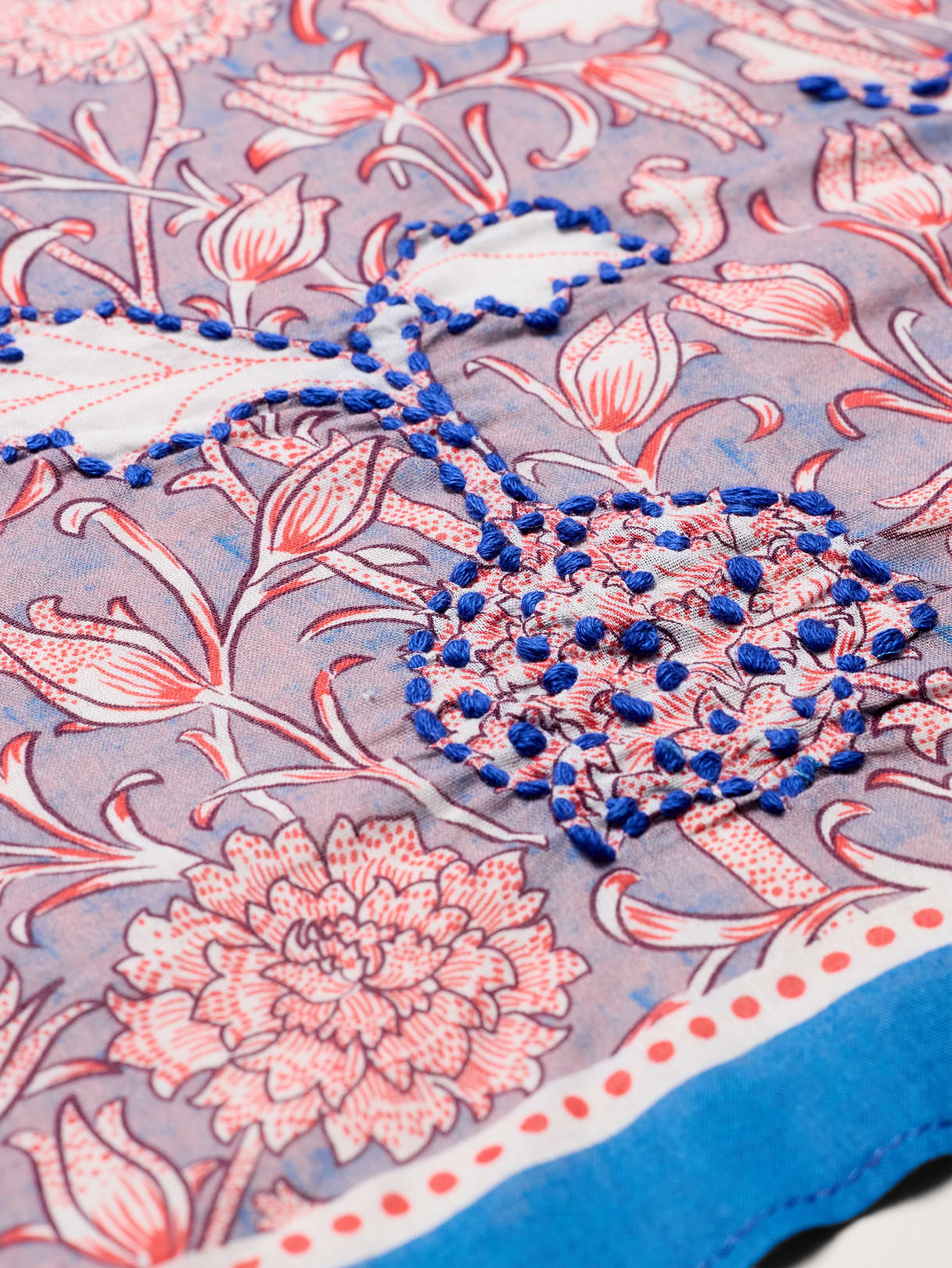 Embroidered Cotton Scarf by Vismaya - Purple Smoke
