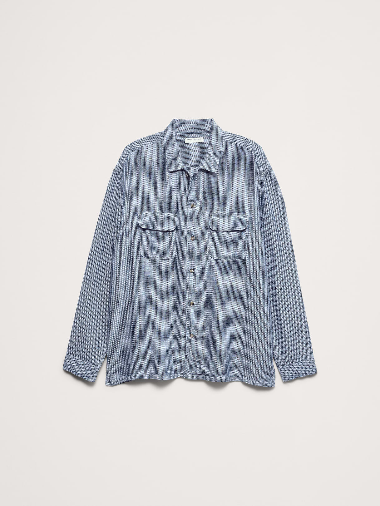 Relaxed-Fit Linen Resort Shirt - Blue Texture
