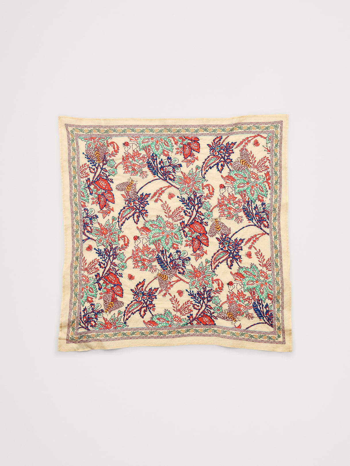 Embroidered Cotton Scarf by Vismaya - Cream Paisley