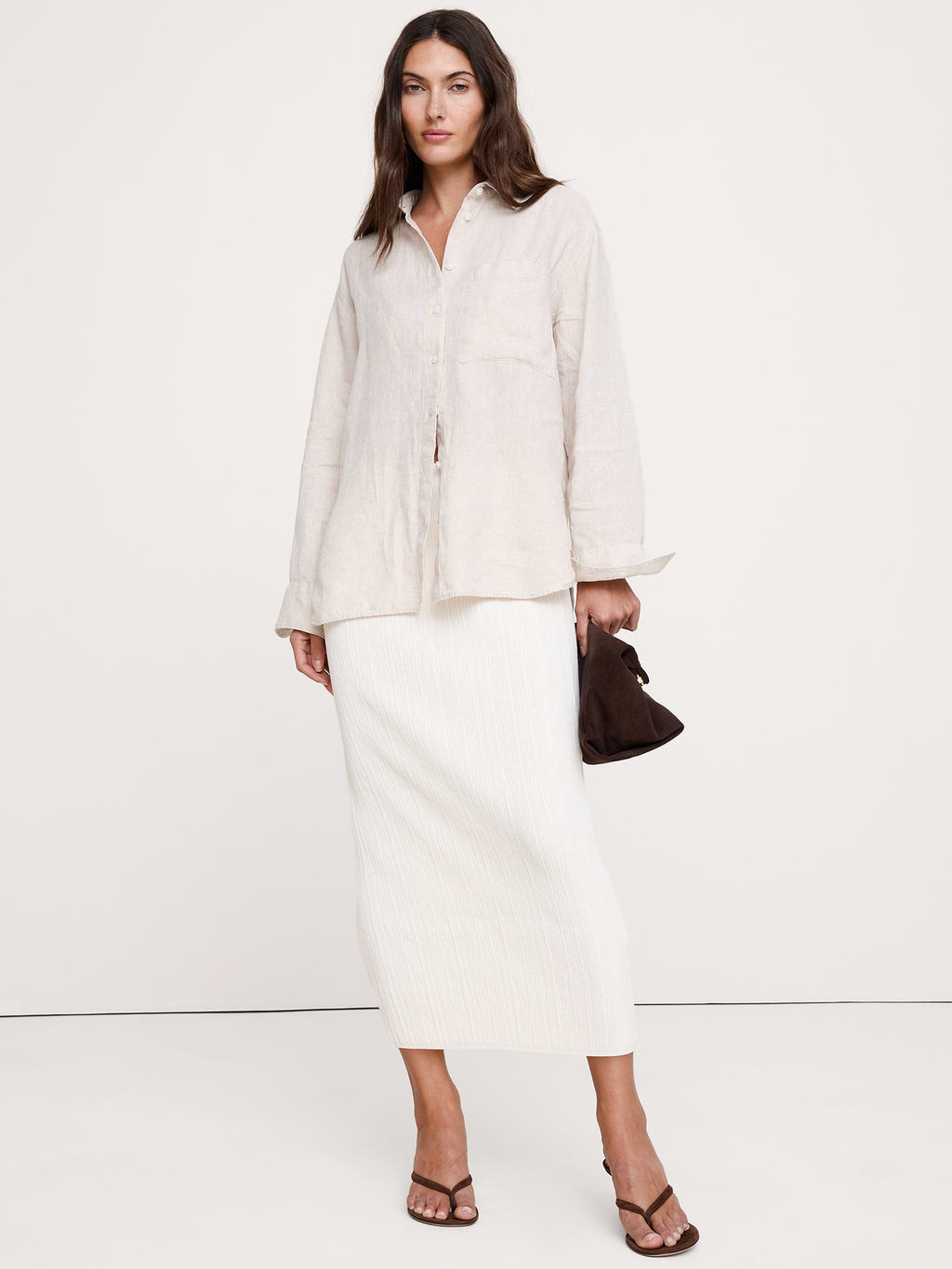 Crinkle Knit Maxi Skirt - Ivory