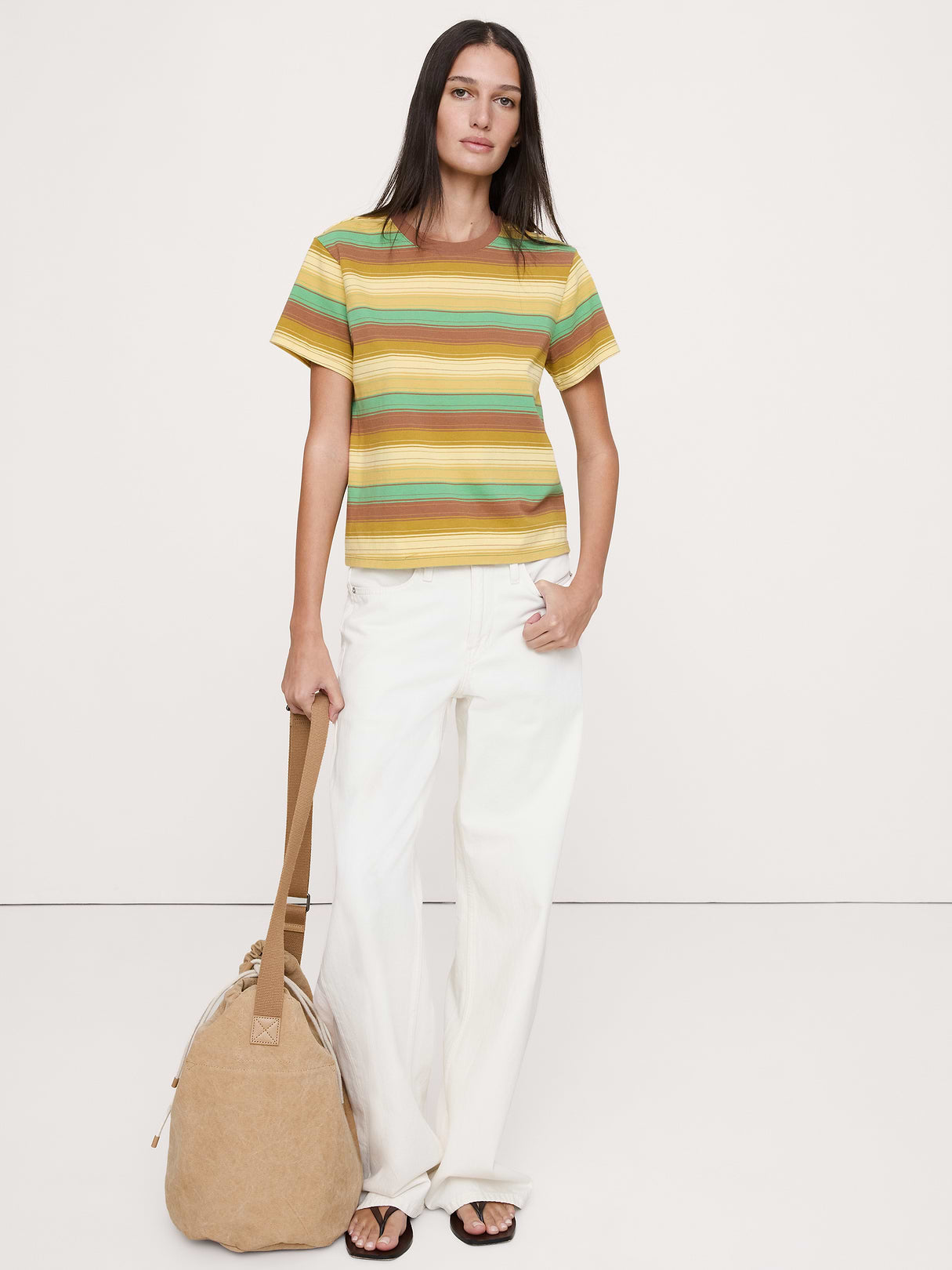 Vintage Cotton Crew-Neck T-Shirt - Yellow Stripe