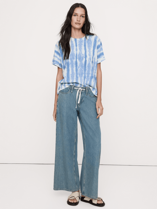 Cotton Slub Boyfriend Crew-Neck T-Shirt - Tie Dye Multi
