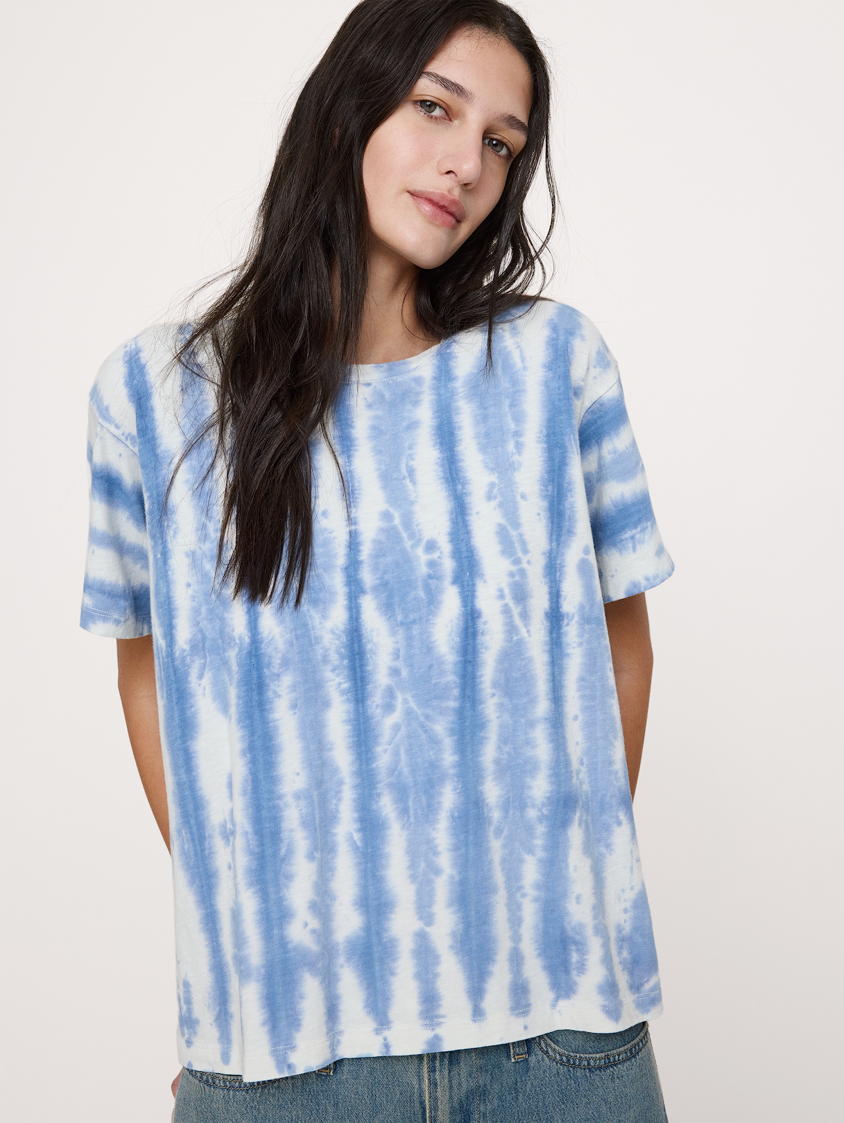 Cotton Slub Boyfriend Crew-Neck T-Shirt - Tie Dye Multi