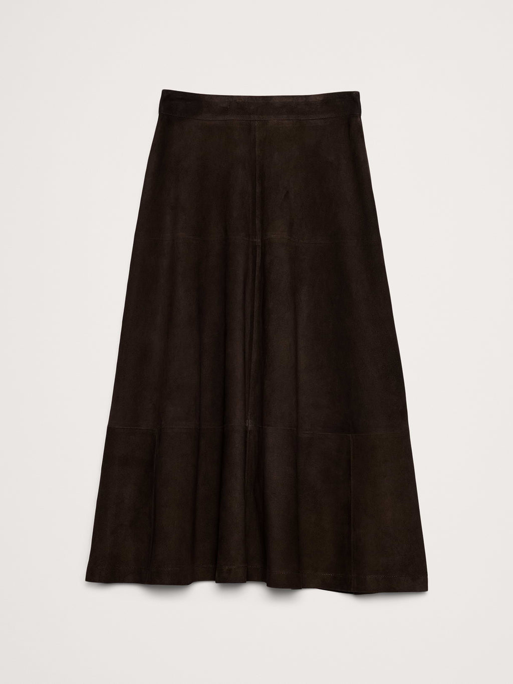 Suede Midi Skirt - Ganache Brown