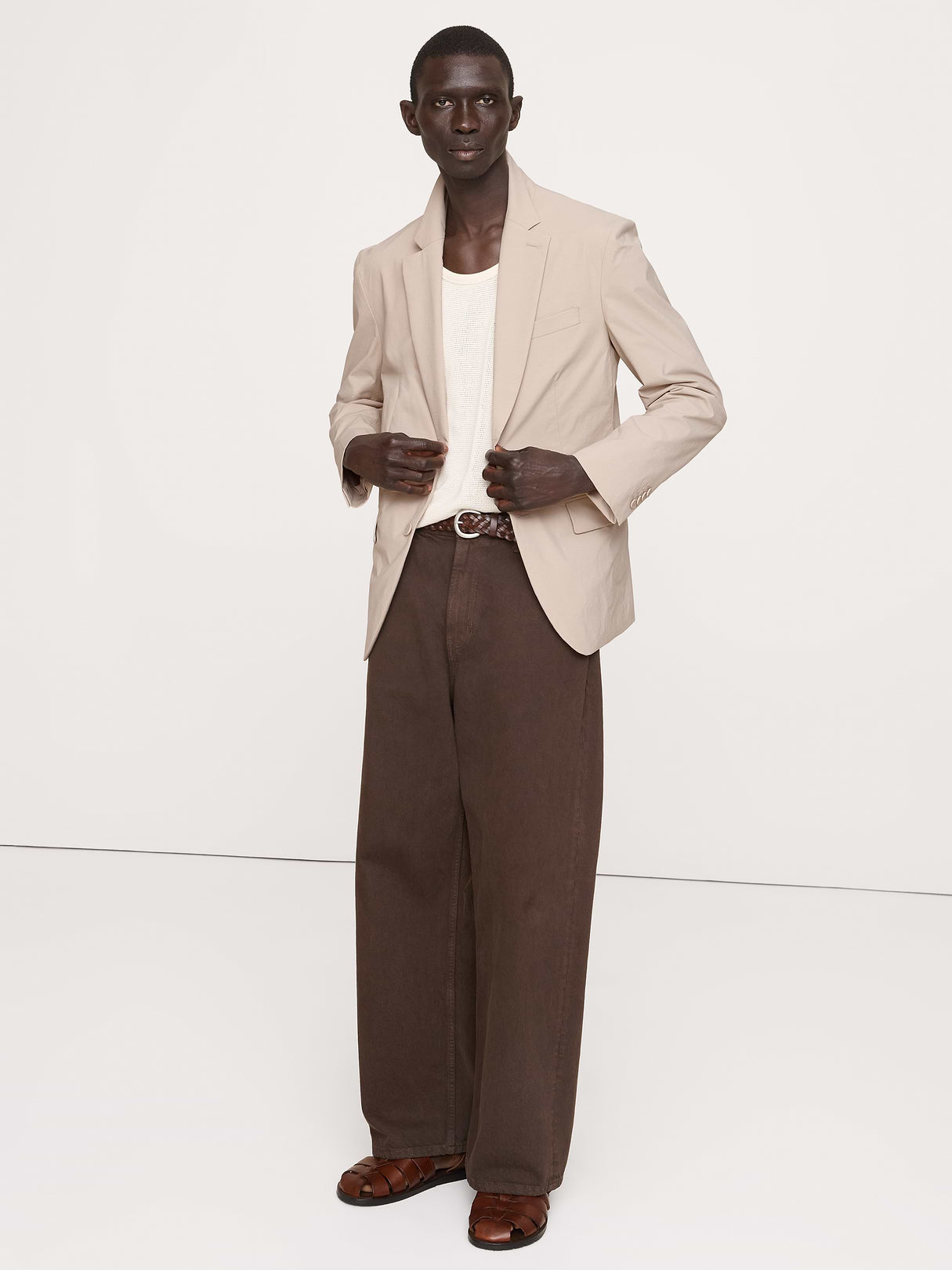 Tailored Slim-Fit Performance Suit Jacket - Stone Beige