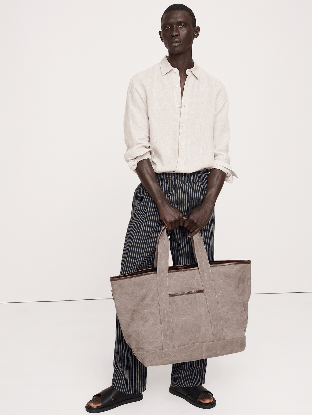 Canvas & Suede Weekend Tote - Mushroom Taupe