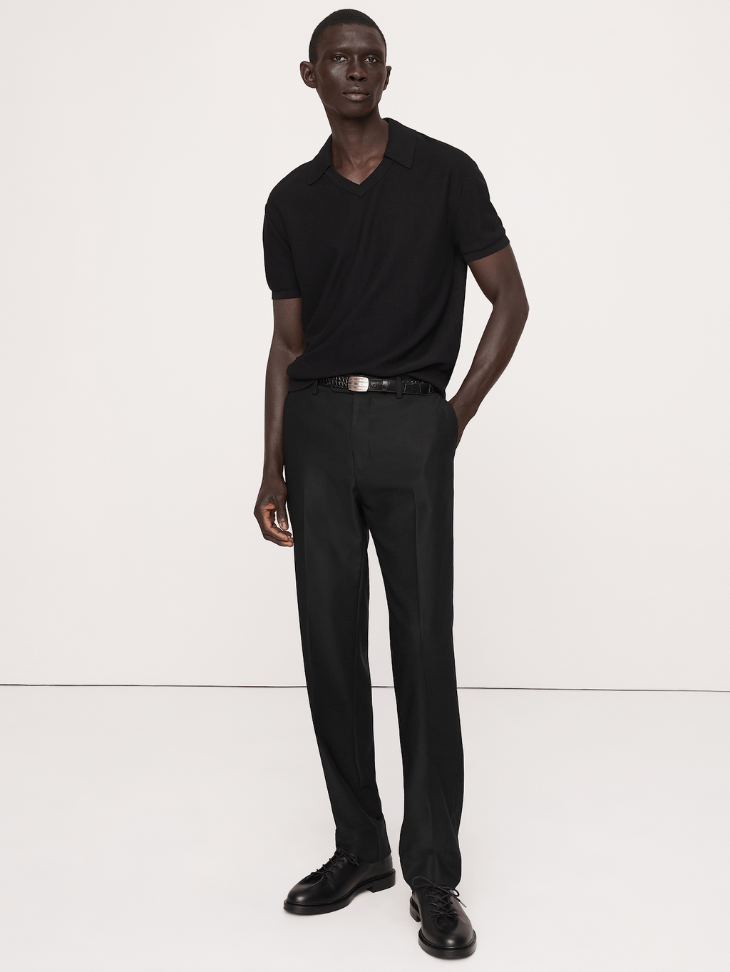 Signature Italian Hopsack Suit Pant - Black