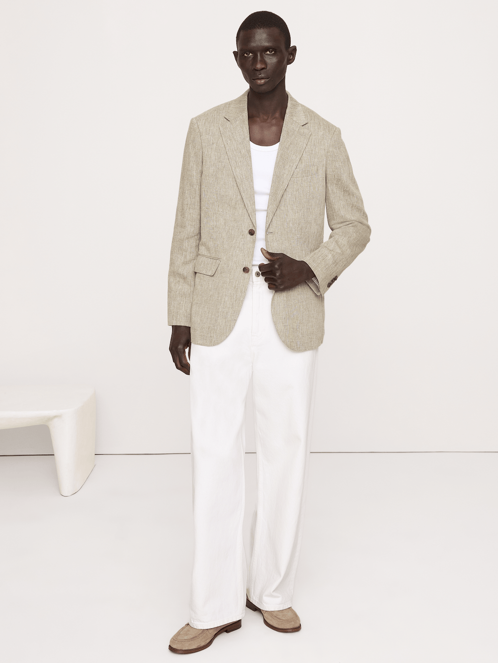 Tailored Slim-Fit Green Linen-Cotton Suit Jacket - Cabana Green