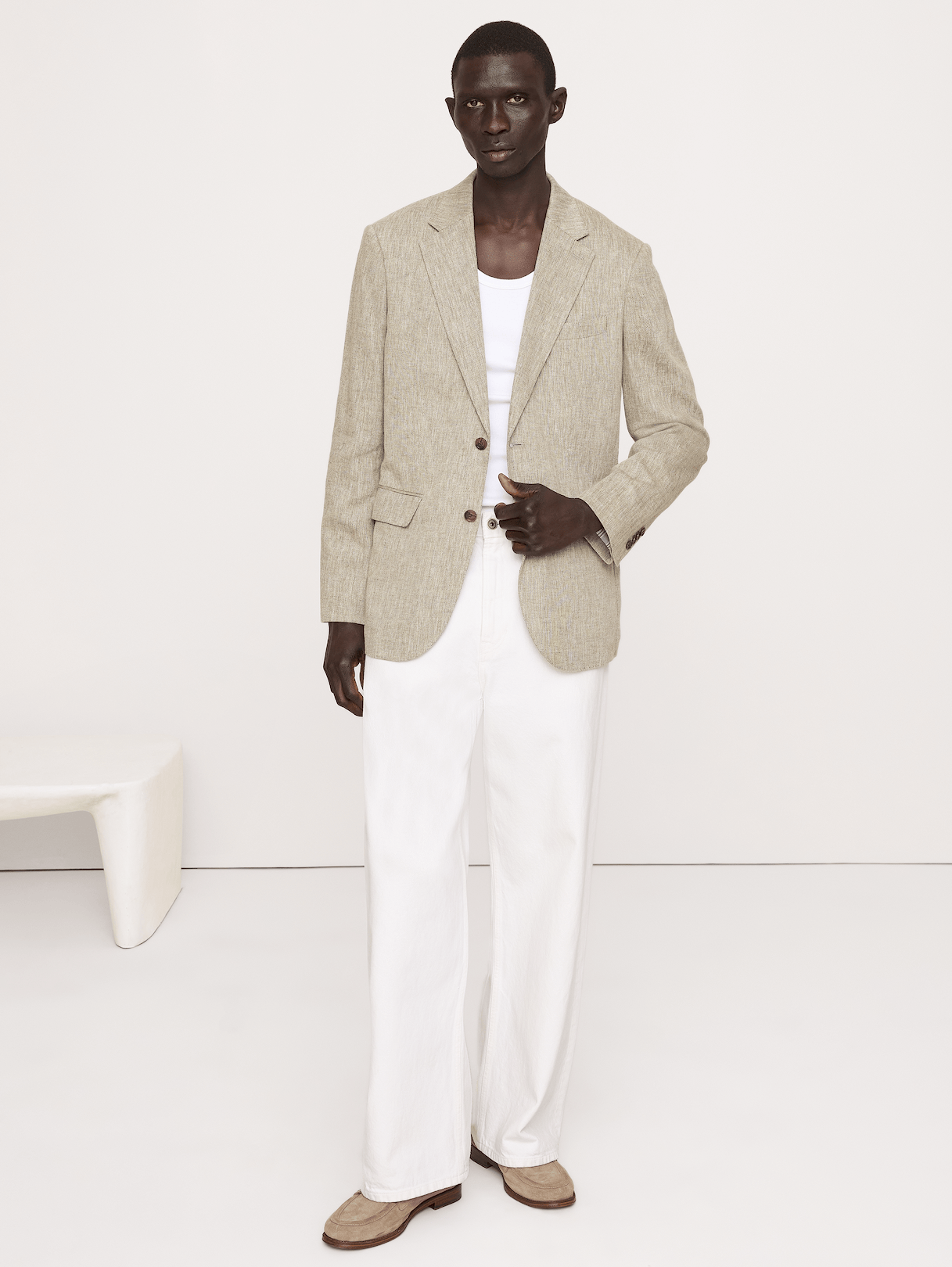 Tailored Slim-Fit Green Linen-Cotton Suit Jacket - Cabana Green