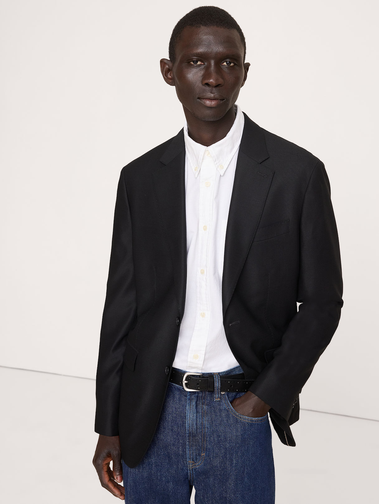 Signature Italian Hopsack Suit Jacket - Black