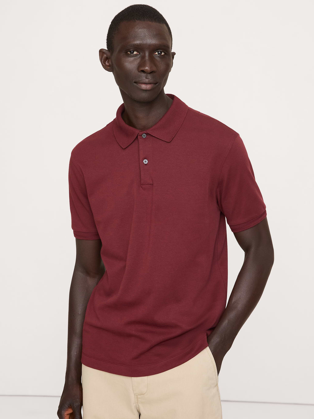 Luxury-Touch Polo - Dark Cherry Red