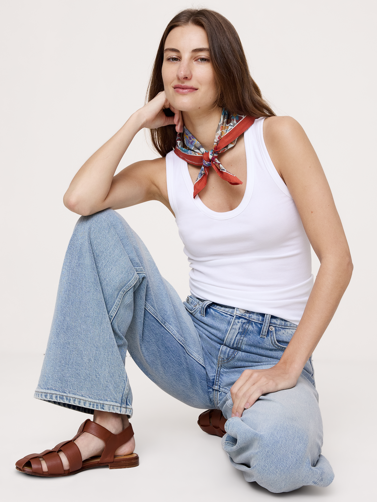 Embroidered Cotton Scarf by Vismaya - Multi