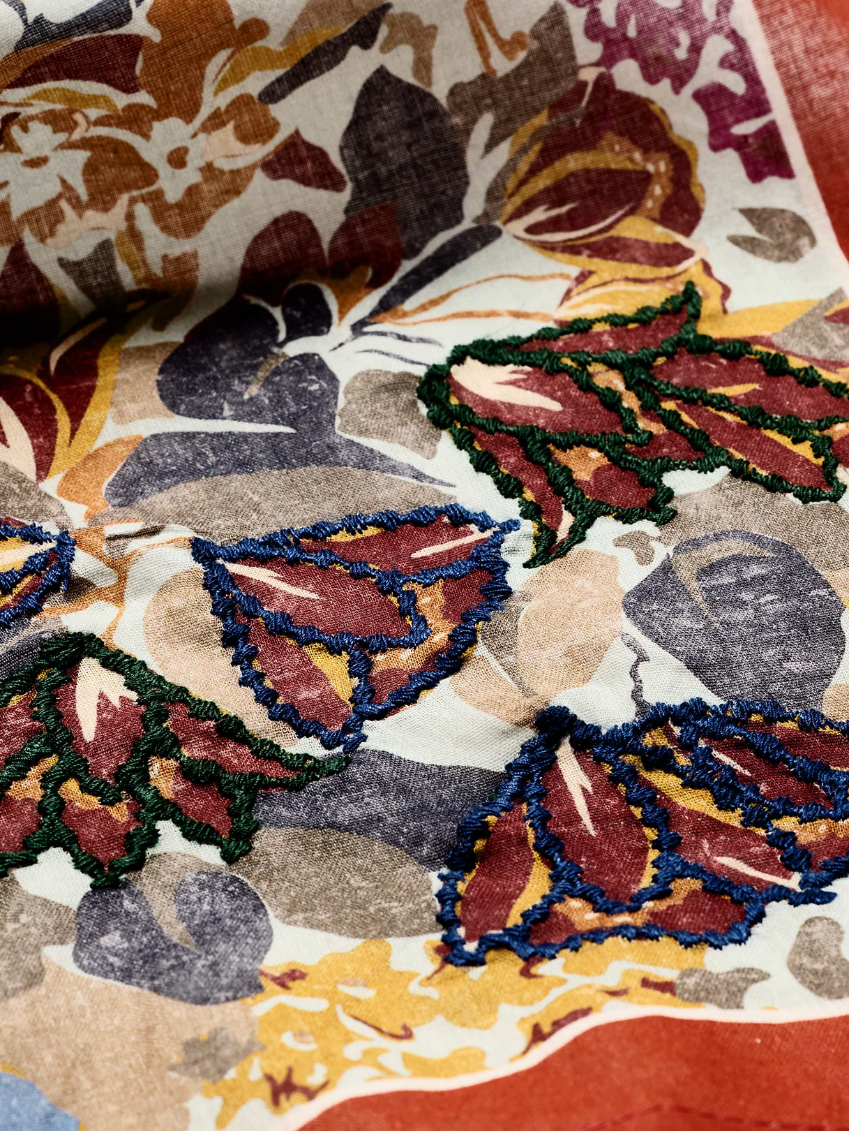 Embroidered Cotton Scarf by Vismaya - Multi