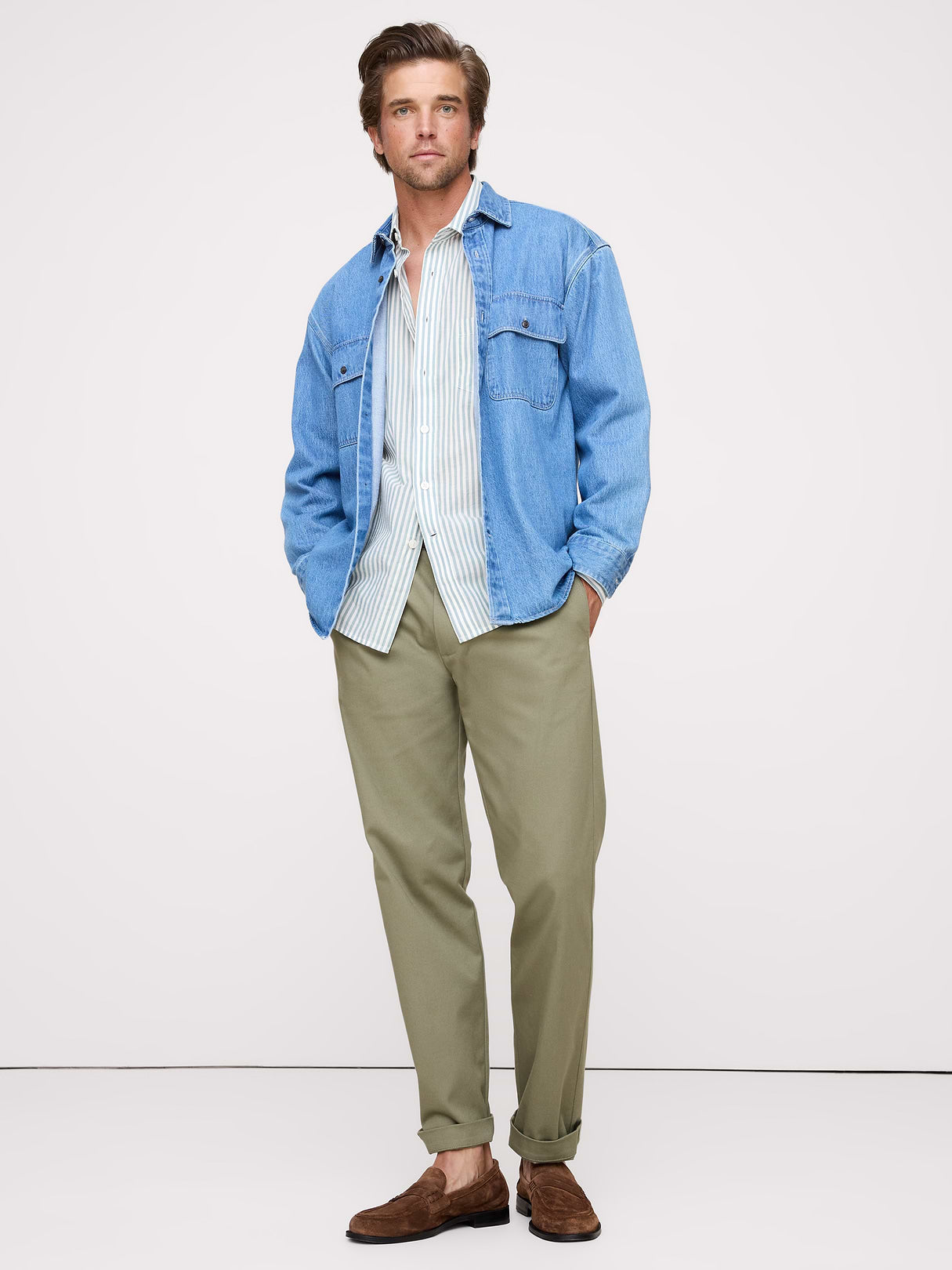 Straight Italian-Stretch Chino - Light Olive Green