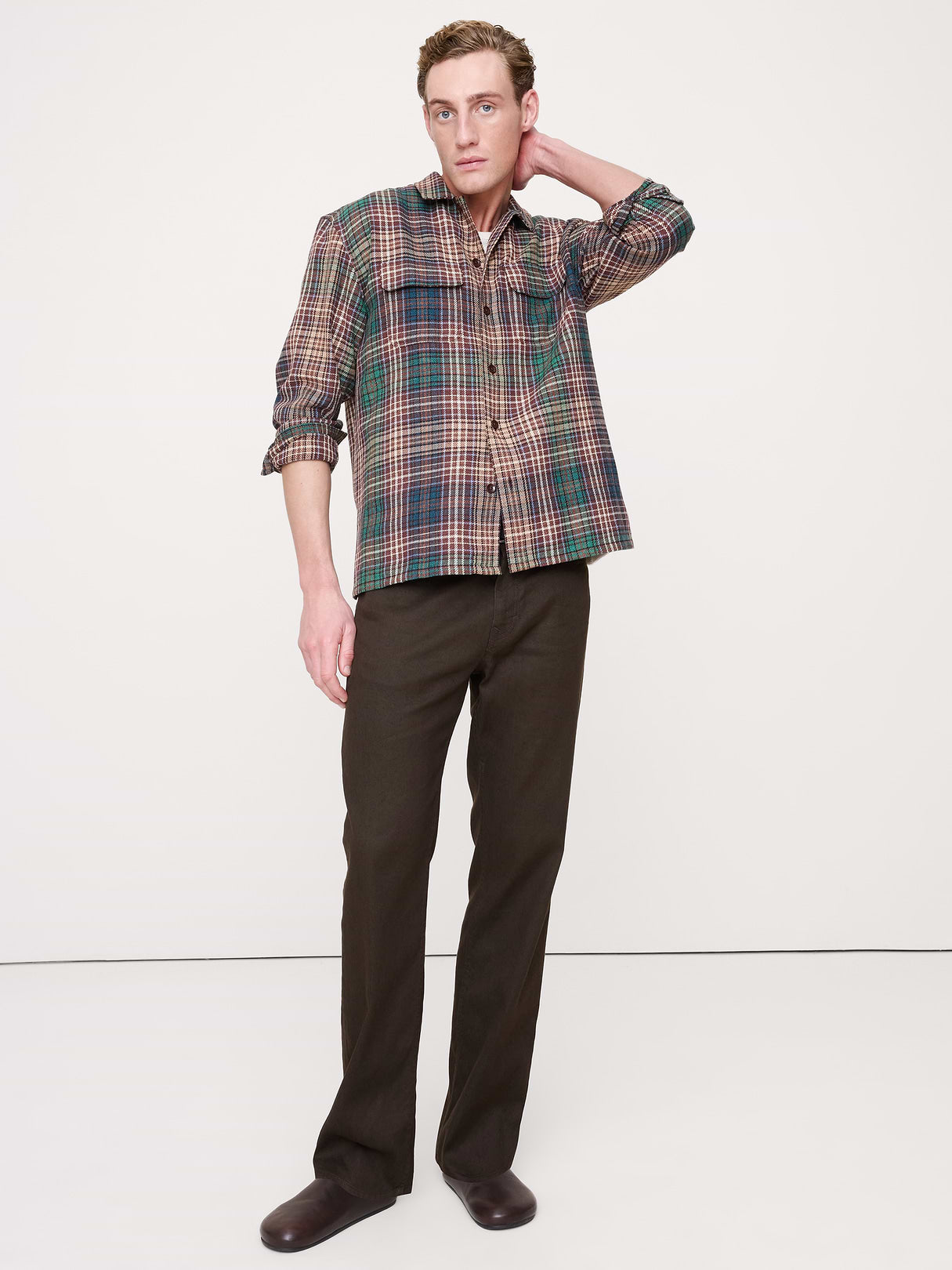 Straight Linen-Cotton Traveler Pant - Brownstone