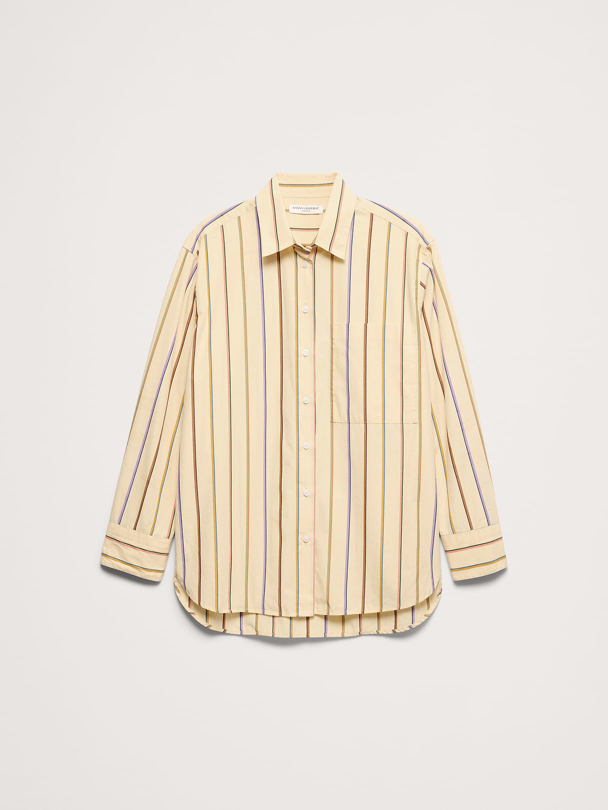 The Oversized Shirt in Cotton Poplin - Cream Stripe