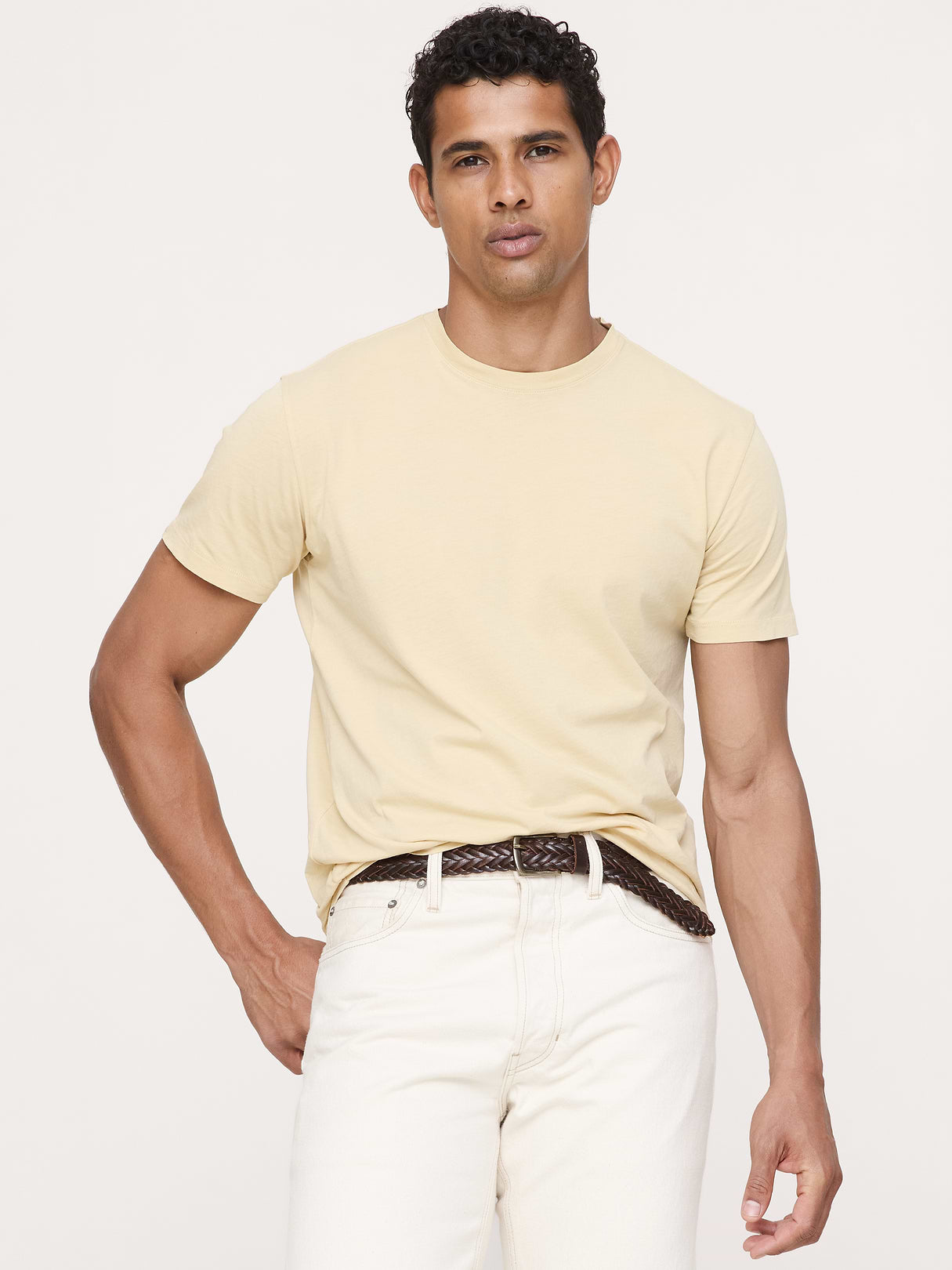 Lightweight Cotton Crew-Neck T-Shirt - Golden Khaki